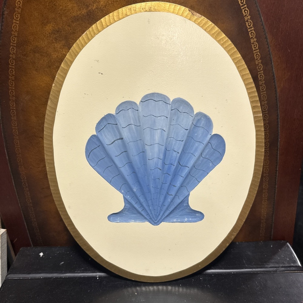 Vintage Handmade Wood OOAK Carved Seashell Hanging Wall Art